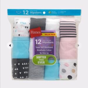Hanes Girls' Tagless Hipster Underwear, 12-Pack